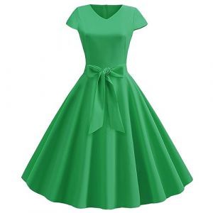 Robe Ann&eacute;es 50 Vintage Femme Retro Rockabilly Pin-Up Chic Et Elegante Robes sans Manche Dos Nu Ann&eacute;es 1950 50 60 Swing Casual Dress De Mariage Audrey Hepburn Retour Soir&eacute;e F&ecirc;te (qiaoxiahe, neuf)