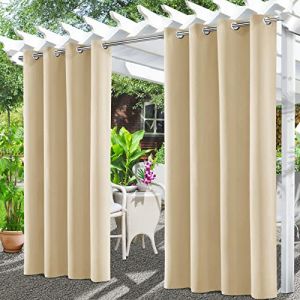 Tgkoddo Rideaux D'ext&eacute;rieur, Rideau Pour Pergola Imperm&eacute;able, Rideau Exterieur Pour Terrasse Rideau Pare-soleil Pour Balcon, Terrasse, Porche, Pergola, Belv&eacute;d&egrave;re(132*245cm, Beige) (Le Baitong, neuf)