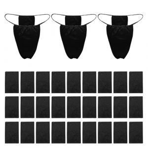 FUIPVGI 30 Pièces Slips Jetables pour Femme, Culotte Jetable Slip Femme Strings, Non Tissés String T Jetable Culottes Bikini Jetables des Bains de Soleil de Massage de Salon, Taille Unique (Noir) (DONG YI, neuf)