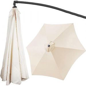 Toile Parasol 3x3 Déporté 6 Baleines 8 Baleines, Auvent De Rechange pour Parasol,pour Parasol à Bras Latéral Décentré Anti-Ultraviolet (Beige,300cm/6-Ribs (youyoudou, neuf)