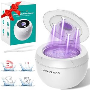 Lumiflexa Nettoyeur Ultrasons, 45000Hz Nettoyeur Gouttiere Dentaire avec 4 lampes UV & 200ml - 4 modes de nettoyage, Nettoyeur &agrave; Ultrasons Pour Goutti&egrave;re Dentaire, Proth&egrave;ses Dentaires, Bijoux (Blanc) (shenzhenlixin, neuf)