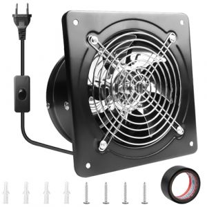 Aicharynic Ventilateur d'extraction d'air 150 mm 525 m&sup3;/h avec clapet de retour - Silencieux - En m&eacute;tal - 38 W - Prise europ&eacute;enne - Pour cuisine, salle de bain, garage, sous-sol - Noir (MALIKAH LTD, neuf)