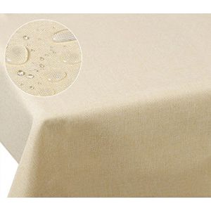 Laneetal Nappe de Table en Lin 130x260cm Aspect Hydrofuge,Nappe carrée Anti-Taches Anti-salissure Facile à Nettoyer,Champagne 0800050 (cg_europa, neuf)