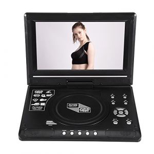 Lecteur DVD Portable, 9 Pouces LCD Lecteur Vidéo avec 270° Écran Rotatif, Radio FM, Batterie Rechargeable Support Carte SD, Format USB AV CD VCD.(EU) (cigemay, neuf)