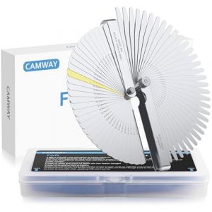 CAMWAY Jauge d'Épaisseur Feeler Gauge Jeu de cale mecanique 32PCS + Jauge d'épaisseur Conique 32 Lames Tout en Acier Inoxydable avec Métrique/Impérial Unité (CAMWAYFR, neuf)