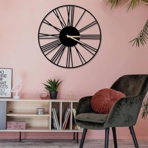 Dekory Minimaliste Horloge Murale en m&eacute;tal 70 cm, Silencieux sans tic-tac, horloges murales Vintage et Industriel en m&eacute;tal, Pendule Murale, pour Salon Bureau, Chambre, Cuisine, Salle &agrave; Manger (Dekorywallart, neuf)