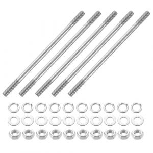 QUARKZMAN 5 pièces Goujons Double Filet, M6x120 mm Acier Inoxydable 304 Tiges Filetées Doubles avec Écrous et Rondelles Plates & Freins Goujon à Double Filetage Vis Boulon (QUARKZMAN, neuf)