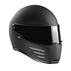 BANDIT Helmets Casque de moto int&eacute;gral Fighter Noir mat Visi&egrave;re transparente Streetfighter Custom Biker Style Dull Black Motorcycle Helmet Clear Visor Homolgado FIMB (M) (CarambaShop, neuf)