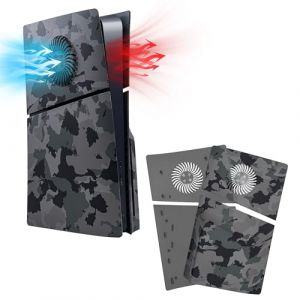 Mcbazel PS5 Slim Faceplate Remplacement ABS Housse de Protection de Façade Accessoires de Ventilation pour Playstation 5 Slim Disc Edition - Camouflage(Non pour PS5/PS5 Pro) (TransChased, neuf)
