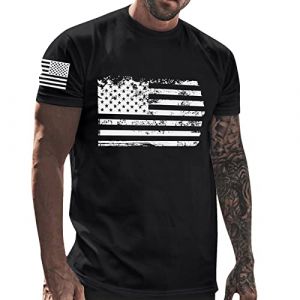 Tee Shirt Homme Drapeau Americain Manches Courtes Et Col Rond T Shirt Musculation Printemps Et été Casual Shirt Tops Elégant et Chic Imprimé Rétro Tshirt Homme Marque Soldes (sutelang lurryly (7-15 jours de livraison), neuf)