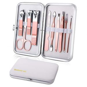 Kit Manucre Pedicure Mini, trousse de coupe-ongles de voyage, outils de soins de pédicure, trousse de toilettage en acier inoxydable 10pcs (Blanc) (Zhong Lei, neuf)