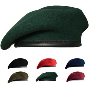Gajaous B&eacute;ret militaire britannique en laine et en cuir pour homme et femme, vert fonc&eacute;, M (Gajaous, neuf)