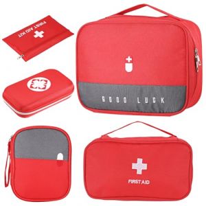 5Pcs Trousse de Secours Vide, Trousse de Secours Complete, Trousse Premier Secours, 1 Grand Trousse Pharmacie Voyage avec 4 Mini Sac à Médicament, Trousse Secours d'Urgence pour Voyage Camping (Rouge) (FtrsTrade, neuf)