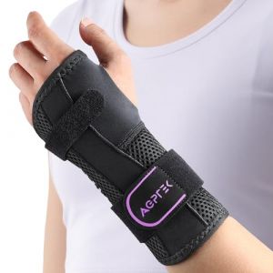 AGPTEK Attelle Poignet, Orthese Poignet Gauche avec 2 Plaques en Aluminium, Id&eacute;al pour Syndrome du Canal Carpien, Tendinite, Arthrite & Entorses. Respirant, Confortable pour la Nuit, Gauche, L/XL (Dreameater, neuf)
