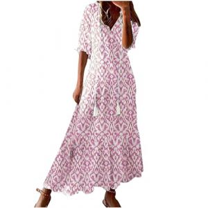 Femme Robe de Plage Longue Robe Sexy Bohème Pas Cher Elegante Été Maxi Robes Ample Chic Décontracté Sexy Mi-Longue Robe de Soirée Bohème L'été Casual Habillée Robes (⭐⭐⭐⭐⭐Susenstone, neuf)