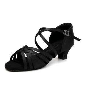 Uonpie Chaussures de Danse Fille Latine Salsa Tango Professionnel Pratique Chaussure de Danse 4cm Talon,Noir,35 EU (CHUANYUANS, neuf)