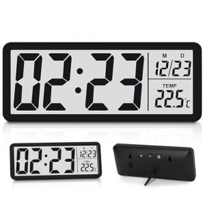 SUNOYA Horloge Murale Num&eacute;rique, Horloge Digitale, Horloge Num&eacute;rique Murale avec Chiffres, Temp&eacute;rature, Date, Horloge Murale Digitale pour Salon, Chambre, Bureau, 12/24 Heures(20,2 X 8 X 2 cm) (Astronomy Sp. z o.o., neuf)