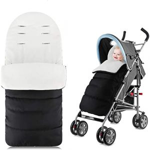 Luchild Chancelière Universelle Poussette, Imperméable Sac de Couchage Bébé pour Poussette, Chancelière Cosy pour Bébé Housse de Pied Hiver Anti-vent Chaud (Noir & Blanche) (zhangyanyuu, neuf)