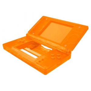 eXtremeRate Coque Remplacement Complète pour Nintendo DS Lite, Coque pour Nintendo DS Lite Console Portable avec Bouton de Remplacement Orange Transparent, Console Non Incluse (Easequote-Store, neuf)
