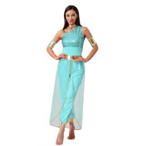 Oyolan Femme Tenue Danse Orientale D&eacute;guisement Princesse Arabe Indienne Combinaison Paillette Costume Danse du Ventre Carnaval Halloween D Menthe verte M (Oyolan EU, neuf)