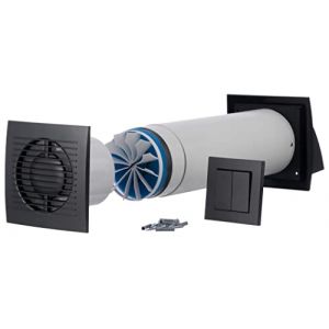 Steinberg14 Unite de VMC Décentralisée 100 mm - Anthracite Récupérateur de Chaleur avec Interrupteur - Kit VMC Double Flux - Répartiteur d'air - Système de Ventilation Murale (steinberg14, neuf)