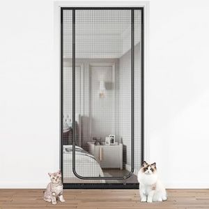 Moustiquaire de Porte pour Chat, Porte Grillagée pour Chiens, Chats, Moustiques, Porte moustiquaire Robuste pour Salon/Cuisine/Coucher, Grille pour chat avec Fermeture Eclair sans s'échapper (80*200) (EMMA HUGHES LIMITED, neuf)