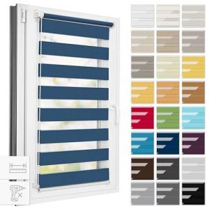 Estika Store Enrouleur Jour Nuit Klemmfix sans perçage - Largeur au Choix Tous Les 1 cm - 50 x 220 cm - Nuit d'été - Store à enroulement, Double Tissu, pour fenêtres intérieures (Estika, neuf)