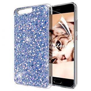 OKZone Coque Huawei P10, Mince &Eacute;tui en Silicone Souple Paillette Strass Brillante Bling Bling Glitter de Luxe,Flexible Plein-Corps TPU Bumper Housse Etui de Protection pour Huawei P10 (Bleu) (OKZone EU Store, neuf)