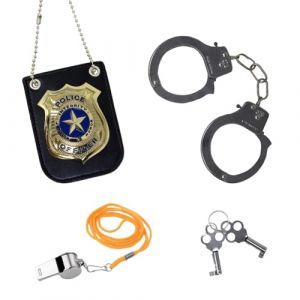 YSJCHEBS Ensemble De Jeu De Police 3 Pièces, Costume De Police pour Enfants, Équipement De Police, Costume Swat pour Enfants, Menottes pour Enfants, Carte D'Identité De Police, Insigne De Police (XICOMEXI, neuf)