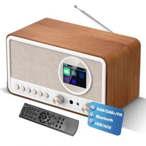 Radio DAB Plus avec Bluetooth, radio DAB+ / FM avec t&eacute;l&eacute;commande et fonctionnement sur secteur, radio-r&eacute;veil avec double alarme, port USB/AUX, minuterie de mise en veille, 30 stations pr&eacute;r&eacute;gl&eacute;es (TRADE Kft, neuf)