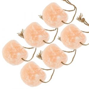 HAF® Lot de 6 pierres à lécher de sel de 2 à 3 kg avec cordon pour chevaux, bovins, gibiers et moutons | Pierre à lécher en 100 % sel cristal de roche | Pierre minérale du Pakistan | Taille : 2-3 kg | (HAF GmbH, neuf)