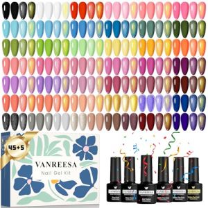 VANREESA Vernis Semi Permanent, 45 Couleurs 7ml Kit Vernis Semi Permanent Complet Noir Blanc Rouge Rose Violet Bleu Vert Vernis Gel UV Semi Permanent pour Bricolage &agrave; Domicile Cadeau pour Femme (VANREESA EU, neuf)