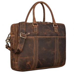 STILORD 'Drake' Sacoche d'affaires Cuir Vintage Sac Business Cuir Homme Femme | Vintage Sac Bureau Grand Format pour Bureau, Travail & Ordinateur Portable 15,6 Pouces, Couleur:Calais - Marron (STILORD Cuir, neuf)