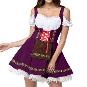G&eacute;n&eacute;rique Femme Robe Dirndl de Bavi&egrave;re Oktoberfest Robe Traditionnelle pour la F&ecirc;te de la Bi&egrave;re Costume de Bi&egrave;re Manches Courtes Robe Chemisier Tablier Bavi&egrave;re V&ecirc;tements (NiceYear, neuf)