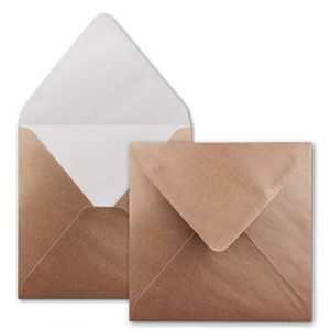 Série FarbenFroh Lot de 50 enveloppes carrées, bronze métallisé, 15,5 x 15,5 cm, sans fenêtre, à collage humide, pour cartes d'invitation au mariage, anniversaire et plus (GUSTAV NEUSER GmbH, neuf)