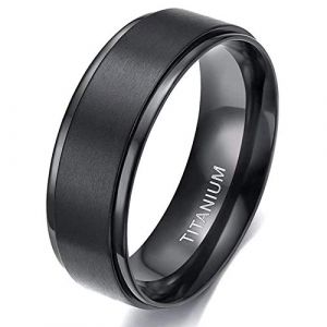 Zakk Bague de fian&ccedil;ailles en titane pour homme et femme Noir Alliance Bague Mariage de fian&ccedil;ailles Promesse 4mm 6mm 8mm (8mm,58 (18.5)) (RUIYANBO, neuf)