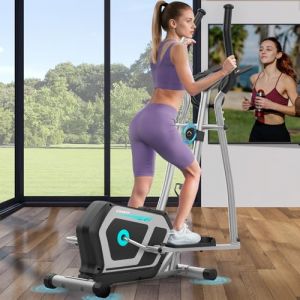 Vélo elliptique avec Bluetooth APP,3 en 1 vélo elliptique avec16 Niveaux de résistance, écran LCD, Porte-Bouteille,Pédale Antidérapante,capacité de Charge de 287LBS,Stepper elliptique aérobique (Cowmew Fitness, neuf)