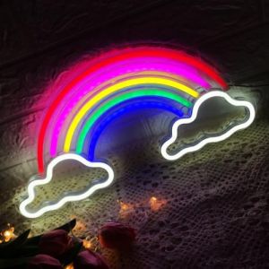Couleur arc-en-ciel acrylique &agrave; la main n&eacute;on, d&eacute;corations murales &agrave; LED, panneaux publicitaires Louleurs de nuit USB pour la &agrave; coucher de chambre &agrave; coucher Bar Bo&icirc;te de bi&egrave;re taille 15.7 *8 .3 pouces (xuancaimao, neuf)