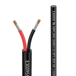 Fil 16 AWG 2×1,3mm² 10 Metros Câble d'Extension à 2 Conducteurs UL2464 Tension 5V/12V/24V/300V Fil de Cuivre Étamé Multibrins sans Oxygène Câble basse tension pour lumières LED de voiture (ZhongWang, neuf)