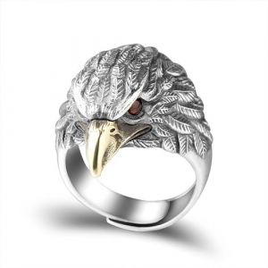 GleaMora Bague Vintage Aigle En Argent Pour Hommes Tendance Personnalisé Bague Bague Ajustable Ins Style Hip Hop Bague Anniversaire Bijoux (ShenHongHongShangMao, neuf)
