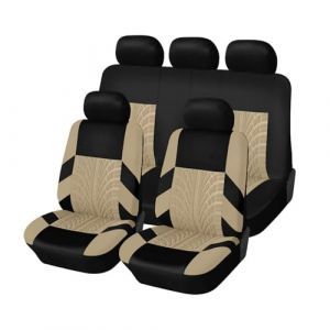 Auto Ensembles Housses Siège pour Peugeot 208 II/Allure Auto Ecole/Roadtrip/208 GT, Motif des pneus, Respirant Imperméable Protections Accessoires,Beige- 5 Seats (Uinctd, neuf)