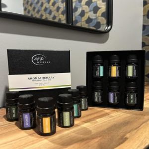 Coffret Huiles Essentielles 100% Pures LUNO – Aromathérapie 6 Parfums Naturels (Lavande, Orange, Menthe, Citron, Eucalyptus, Arbre à Thé) - Diffuseur, Massage, Relaxation & Cadeau Bien-Être (LUNO Welfare, neuf)