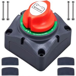 Spurtar Interrupteur de batterie Coupe Batterie 12V 24V 48V Coupe Circuit Batterie pour Bateau Camion Voiture Tracteur Autobus Caravane 1-2-Both-Off (Wittyware EU, neuf)