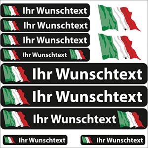 INDIGOS UG&reg; Autocollant de nom - Drapeau Flottant - Italie - 13 Autocollants pour Drapeau - avec nom & Texte souhait&eacute; - V&eacute;lo, Voiture, Moto, personnalis&eacute; (INDIGOS UG (haftungsbeschr&auml;nkt), neuf)