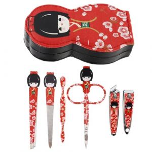 Healeved Kit de Manucure en Acier Inoxydable 6 Pi&egrave;ces Coupe-Ongles de Voyage Rouge Ensemble d'Outils Ongles et P&eacute;dicure Kit de Soin Complet pour Hommes et Femmes (Accompany JY, neuf)