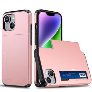 Beajew Coque Portefeuille pour iPhone 13 Mini/iPhone 12 Mini avec Porte-Cartes,&Eacute;tui de Protection T&eacute;l&eacute;phone Double Couche Antichoc,Fente Cach&eacute;e Coulissante,Antichoc TPU Housse Portefeuille - Or Rose (KSTFMY, neuf)