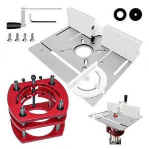 Kit défonceuse Sur Table Aluminium, 65 mm De DiamèTre Défonceuse Sous Table Routeur Lift, Table Défonceuse Kit pour Rainures Et Bordures De Table (Argent + Rouge) (XuanZhuYin, neuf)