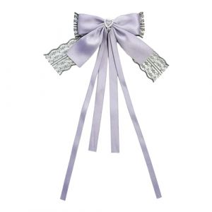 Watreketal Pince à cheveux en forme de nœud papillon avec bordure en dentelle, élégante pince à cheveux à ressort en forme de nœud papillon en ruban pour la photographie de la mariée (Xuanlang Trading, neuf)
