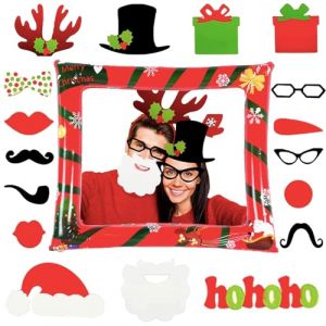 18Pcs Cabine Photo Gonflable de No&euml;l avec 36 Accessoires de Photomaton pour Selfie,Accessoire Photobooth Noel,Accessoires de.Jeu de.F&ecirc;te de No&euml;l, Cadre G&eacute;ant pour F&ecirc;te Gonflable, Accessoire de.F&ecirc;te (Official flagship store of bubble fish, neuf)