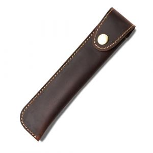 Kaizuca Stylo Doux Housse, Porte Stylo Cuir, &Eacute;tui Stylo Cuir, Artisanat de Sculpture, avec Bouton M&eacute;tal, Cuir V&eacute;ritable Fait Main, Portatif, pour Stylo Plume, Stylo &agrave; Bille, Stylus (Marron fonc&eacute;) (YiJun home, neuf)